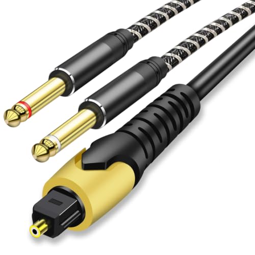 192KHz DAC Optical to Dual 6.35mm Converter,Optical Audio Cable to Dual 6.35mm 1/4" TS Mono Audio Adapter,Digital to Analog Audio Converter for HDTV,DVD,Set-top Boxes(O-ptical to 1/4" Only) Cable -6FT - size: 6FT