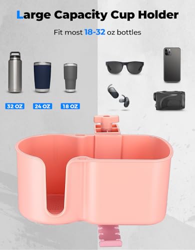 KEMIMOTO 3-in-1 Desk Cup Holder and Headphone Hanger, Fits 18-32 oz Cups - color: Pink