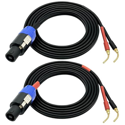 CNCESS Speakon to Flex Braided Pin Banana Speaker Cable, 12AW, 6 FT - color: 6 Feet