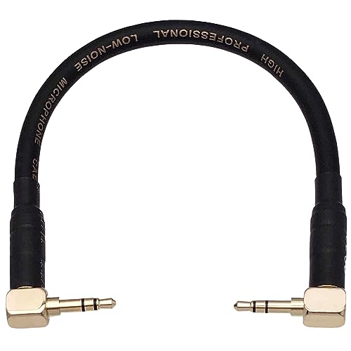 CNCESS Short Audiophile Audio Cable 3.5mm TRS, 6 Inches | Right Angle Male To Male