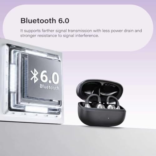 Open Ear Clip-on Earbuds,Bluetooth 6.0 Open Earbuds,Touch Control Operate