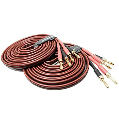 UCINNOVATE 2 Pack Audiophile Speaker Cable, 2X 4m High-end Pure Copper HiFi OFC Speaker Wire Cable with Gold-Plated Banana Plug, 4m 600 Strand 14 AWG Audio Cable for HiFi Speaker Home Theater 13.12FT - size: 2 Pack 13.12FT