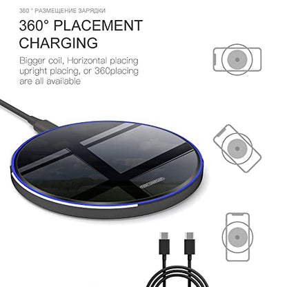 20W Fast Wireless Charger Pad,USB-C Wireless Phone Charging Station | Metal Frame Design,[20W SUPER Fast Charging] Wide Compatible with iPhone 17-11/Airpods,Samsung Galaxy/Buds,LG/Pixel -Black - color: Mirror