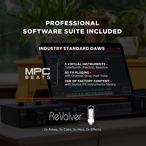 M-Audio Recording, Streaming and Podcasting Bundle – M-Track Solo USB Audio Interface and 120W BX4 Stereo Speakers, Plus a Software Suite Included