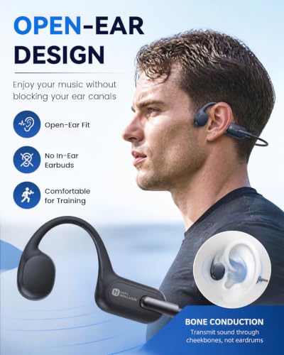 HIFI WALKER Swimming Headphones, IPX8 Waterproof, 32GB MP3, Bone Conduction | Waterproof headphones for swimming, underwater MP3 playback, Bluetooth 6.0 on land, up to 8H playback, open-ear fit