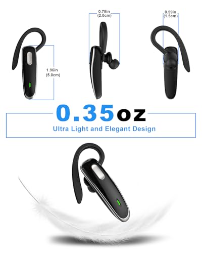 Bluetooth Headset V5.1, Wireless Hands-Free Earpiece with Noise Cancellation, Built-in Microphone for iPhone Android Business Calls - Black - color: Black, style: Single Bluetooth headset