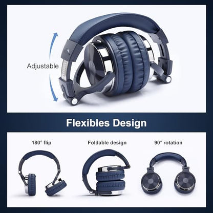 OneOdio Wired Over Ear Headphones Studio Monitor & Mixing DJ Stereo Headsets with 50mm Neodymium Drivers and 1/4 to 3.5mm Jack for AMP Computer Recording Podcast Keyboard Guitar Laptop - Dark Blue | headphone with 50mm drivers, dual 3.5mm and 6.35mm jacks