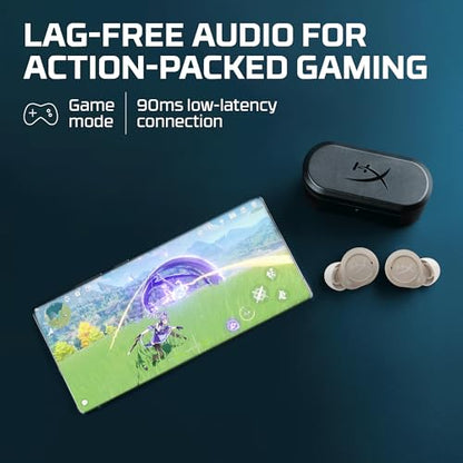 HyperX Cirro Buds Pro – True Wireless Earbuds, Active Noise Cancellation, ANC, Ambient Sound Mode, Low Latency, Bluetooth 5.2, IPX4, Fast Charge, PC, Nintendo Switch, Mobile - Tan - color: Tan