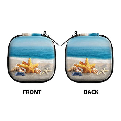 WIRESTER Portable Wireless Headphone Case, Earphone Storage Bag Carrying Case, Earbud Holder with Black Carabiner Compatible with Airpods - Seashells On The Beach - color: Seashells On The Beach
