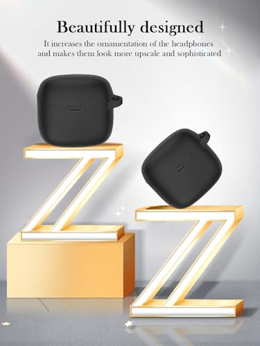 Case for JBL Tune Flex - True Wireless Noise Cancelling Earbuds,Soft Protective,BOVUGAC Silicone Case Cover with Keychain & Cleaning Kit & Lanyard for JBL Tune Flex Earbuds-Black - color: Black