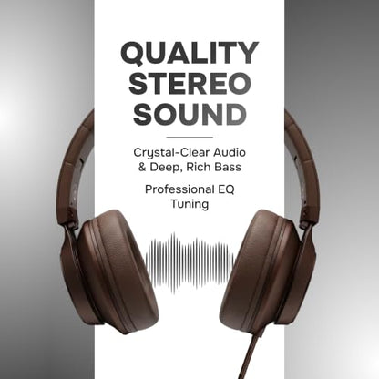 ARTIX Over Ear Headphones Wired with Mic, Corded Head Phones (3.5mm Jack) - color: Mocha Mousse