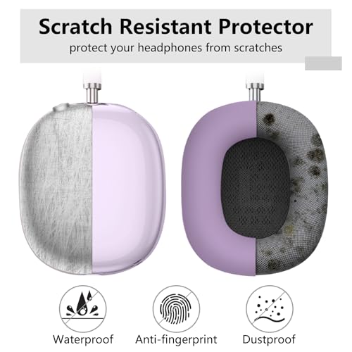 for AirPods Max case Cover,Anti-Scratch Ear Pad Case Cover/Ear Cups Cover/Headband Cover for AirPods Max. Clear Soft TPU and Silicone,Skin Scratch Proof. - color: 3PC-Purple