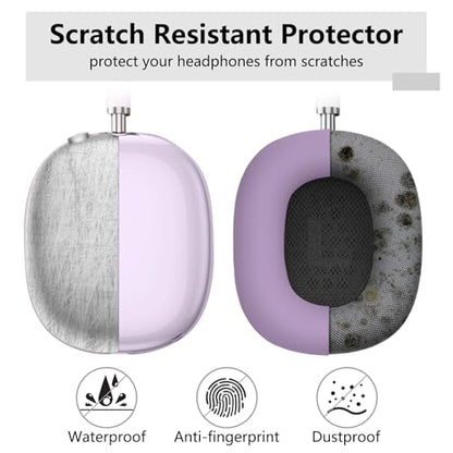 for AirPods Max case Cover,Anti-Scratch Ear Pad Case Cover/Ear Cups Cover/Headband Cover for AirPods Max. Clear Soft TPU and Silicone,Skin Scratch Proof. - color: 3PC-Purple