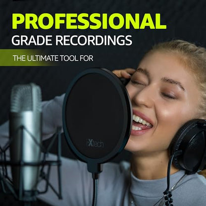 Pop Filter for Mic Microphone, Blue Yeti Mic Pop Filter Dual Layered Wind Pop Screen with a Flexible 360 Degree Gooseneck Clip Stabilizing.