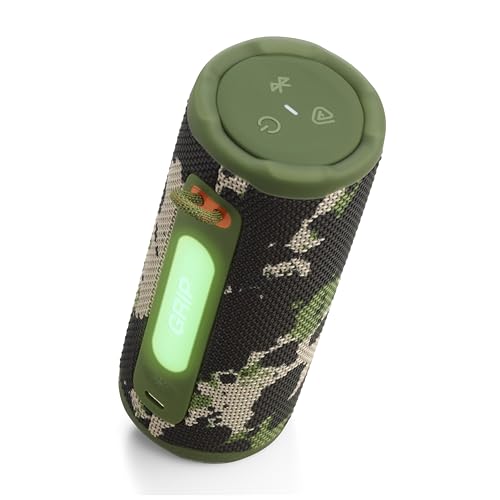 JBL Grip Portable Bluetooth Speaker, Waterproof, Ambient Light - Squad | Up to 14 Hr Playtime, AI Sound Boost, IP68 Waterproof And Dustproof, Drop-Proof, App Control, Ideal For Outdoor And Travel - color: Squad