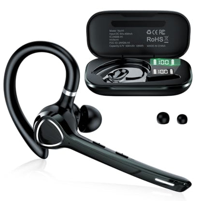 Bluetooth Headset, Single-Ear ENC Mic, Mute Button, 90H, Midnight Black | APTX HD Audio, Dual Device Connectivity, Lightweight All-Day Comfort, Noise Cancelling Mic, Ideal for Truckers & Office