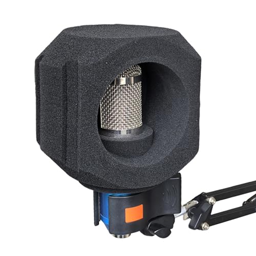 Microphone Windscreen Studio Microphone Noise Isolation Shield Windshield For Mics Soundproof Covers 1PC - color: Silver frame black m