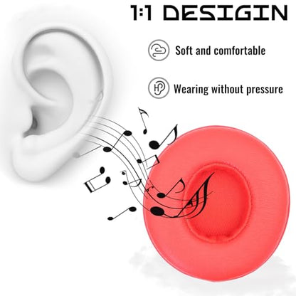 Headphone Replacement Ear Pad Cover Compatible with Beats by Dre Solo3 Solo2 Wired Wireless Headphones Protein Leather Memory Foam Headphone Cushion Ear Muffs-Orange red - color: Orange Red