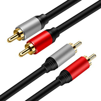 Tan QY 2RCA to 2RCA Audio Cable 15Ft-Gold Plated OFC for HDTV & Gaming | Premium OFC & Gold-Plugs Cable - Clear Bass, Noise Shielding for Home Theater, TV, Amp & Subwoofer - color: 15Ft/5M