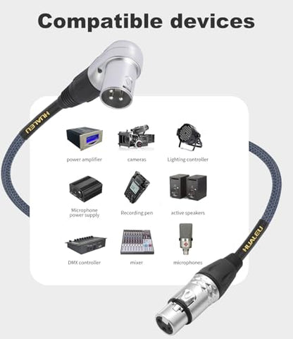 1.5Ft Right Angle 3Pin XLR Male to 3Pin XLR Female Audiao Cable, Mixer, Microphone,Amplifier Audio Cable - 2-Pack - size: 1.5Feet