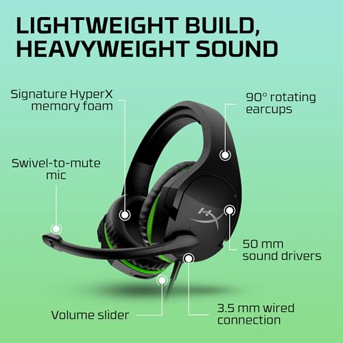 HyperX CloudX Stinger Core - Official Licensed for Xbox, Gaming Headset with In-Line Audio Control, Immersive In-Game , Microphone - size: Wired, style: CloudX Stinger Core