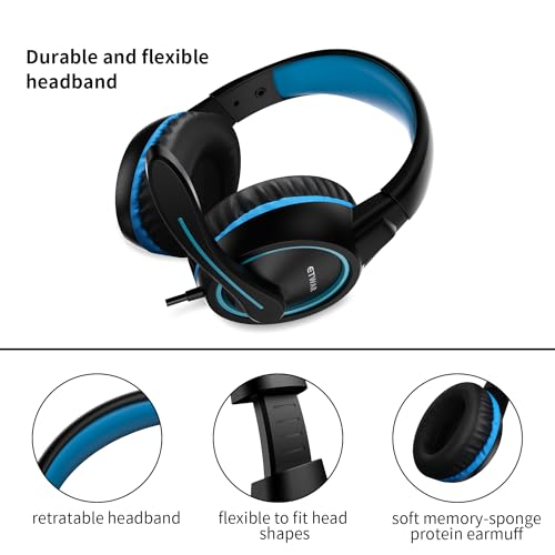 B3 Gaming Headset, Blue | Nintendo Switch, Xbox One, PS4, Mega Bass Surround, Noise Cancelling, 3.5mm Jack Over Ear with Mic, Laptop PC Smartphones - color: Blue
