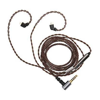 2 Pin 0.78mm Detachable Earphone Cable with Microphone, OFC Core Upgrade Right Angle Plug Replacement Cable for TFZ TRN AS10 AS06 ZST ZS3 Headphones