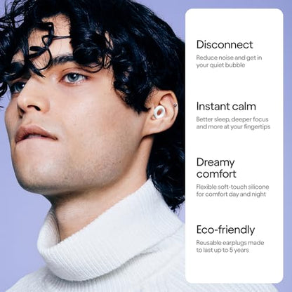 Loop Quiet 2 Ear Plugs - Ultra-Comfy Reusable Hearing Protection for Sleep | 24dB SNR noise reduction. Flexible, customizable fit. Reusable & washable. For deep focus, travel, noise sensitivity - color: White