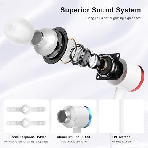 AMVR Noise Isolating Earbuds Earphones Custom Made for Meta Quest 2 VR Headset, with 3D 360 Degree Sound in-Ear Headphones and Earphone Silicone Holders (White) - color: White