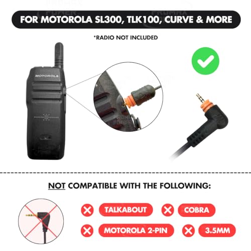 PROMAXPOWER 1-Wire FBI Security Acoustic Clear Tube Earpiece Headset with PTT Mic for Motorola Two-Way Radios PMLN7157A, SL300, SL2600, SL3500e, SL7550, SL7580e, SL1K, TLK100