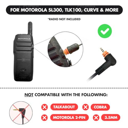 PROMAXPOWER 1-Wire FBI Security Acoustic Clear Tube Earpiece Headset with PTT Mic for Motorola Two-Way Radios PMLN7157A, SL300, SL2600, SL3500e, SL7550, SL7580e, SL1K, TLK100