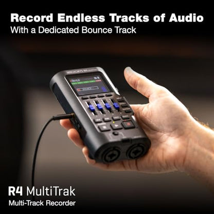 Zoom R4 Multi-Track Recorder for Musicians with 2 XLR/TRS Combo Inputs, 32-Bit Float, Stereo Bouncing Built-In Microphone, Effects, Rhythms, Battery Powered, USB Audio Interface | 32-Bit Float, Stereo Bouncing Built In Microphone, Effects, Rhythms, Batter