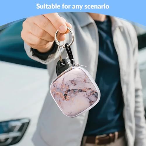 Unique Patterned Portable EVA Earbud Case with Carabiner | Printed Earbud Holder With Sturdy Carabiner, Multi-Use Storage For Earphones, Headphones, SD Cards & Small Electronic Chips - color: Grey marble