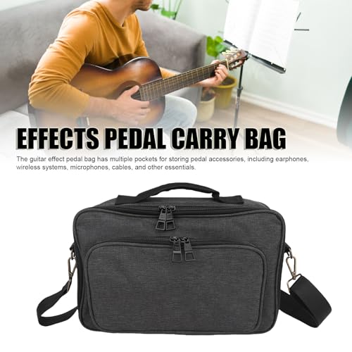 Effects Pedal Carrying Bag, 10mm Padding Multi Pockets Guitar Effects Pedal Case with Adjustable Strap and Water Proof Fabric, for Line 6 (S) - size: S