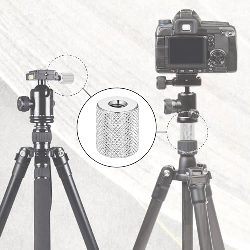 Skrfren 6 Pcs 1/4" to 1/4" Threaded Tripod Screw Adapter Set, Double Head Male to Male and Female Female Thread Converter, Aluminum Alloy Standard Mounting Screw for Camera Cage Light Stand (Silver)