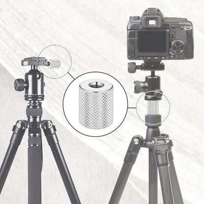 Skrfren 6 Pcs 1/4" to 1/4" Threaded Tripod Screw Adapter Set, Double Head Male to Male and Female Female Thread Converter, Aluminum Alloy Standard Mounting Screw for Camera Cage Light Stand (Silver)