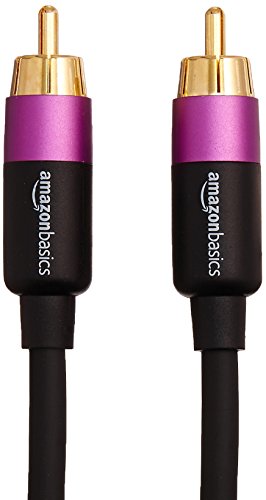 Amazon Basics 1 RCA Audio Cable for Subwoofer, Sound System, Amplifiers, Active Speakers with Gold-Plated Plugs, 50 Feet, Black - size: 50 feet