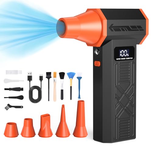 Electric Air Duster, 280000RPM Brushless Motor Cordless Blower | Air Blower, 4-Gear Adjustable Dust Remover with LED Display & Light for Keyboard Computer Car Home Outdoor