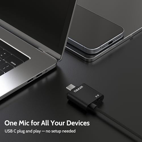 Noise-Cancelling USB C Lavalier Microphone, Type C Noise Cancellation ENC Mini Clip-On Lapel MIC Compatible with iPhone 17/16/15 Pro, iPad Pro 13/12.9/11, Galaxy, Pixel, Laptop, Phone, 5FT