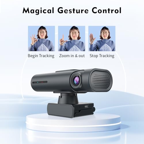 TOALLIN 2K Streaming Webcam, AI Auto Tracking, Gesture Control, Dual Mic