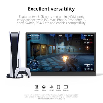 Anyuse 15.6" FHD IPS USB-C HDMI Portable Monitor | 15.6" FHD IPS ultra-slim zero-frame, kickstand, USB-C/HDMI, for PC/Mac/Phone/PS/Xbox/Switch, gaming. - size: 15.6"Portable