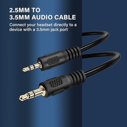 2.5mm to 3.5mm Aux Audio Cable，2.5mm TRS Male to 3.5mm TRS Male Stereo Headphone Audio Replacement Cord for Phones, Headphones, Speakers(1.5m)