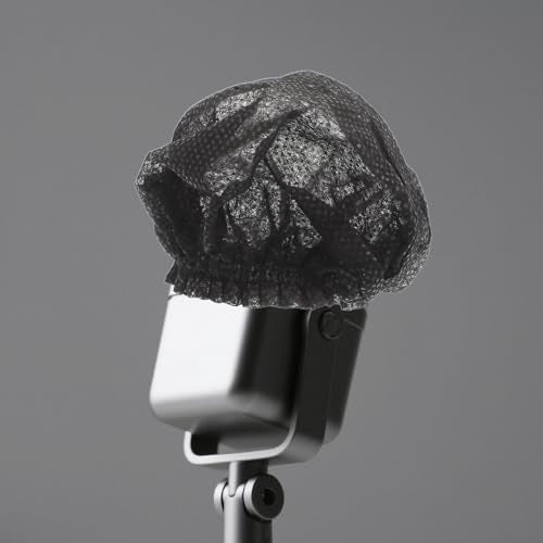 Ipetboom 200pcs Disposable Microphone Covers Windproof Non-woven Protective Sleeves with Elastic Band for Ktv Recording Studio News Interview Black Candy Pack