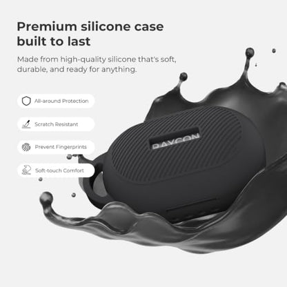 Soft Silicone Case for Raycon Everyday Classic Earbuds with Keychain&Cleaning Pen kit,Anti-Scratch Shockproof Protective Case Cover for Raycon Everyday Classic Earbuds Charging Case (Black) - color: Black