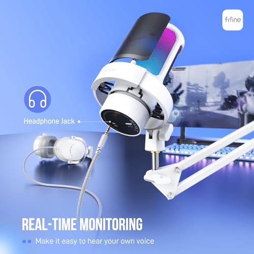 FIFINE A8TW USB Gaming Microphone Kit, Condenser Mic for Podcast Streaming - size: A8TW-Boom Arm