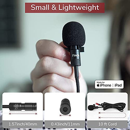 PIXEL Lavalier Microphone for iPhone (Apple MFi-Certified) | Lav Mic for Vlogging | External Microphone for Video Recording, Compatible with All Lightning Devices (10ft) - size: 3m