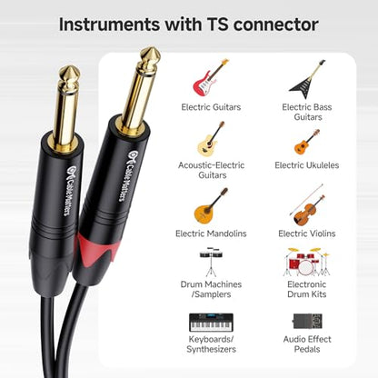 Cable Matters Dual 1/4 Inch TS to Dual RCA Cable, 3ft | 1/4 Inch to RCA Stereo Audio Interconnect Cable, for Audio Equipment - size: 3 Feet