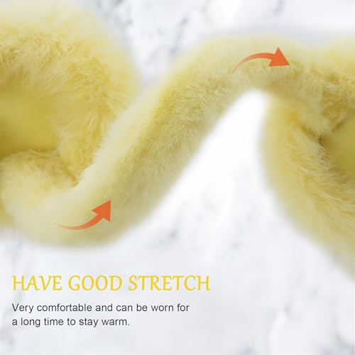 Earmuffs for Women Girls Faux Fur Fuzzy Headband Foldable Ear Covers Cold Weather Accessory - color: Yellow