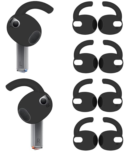 4 Pairs Galaxy Buds3 Ear Hook Cover Grip Tip Anti Slip Wing Accessories Compatible with Samsung Galaxy Buds 3, Black 804b4 - color: Black