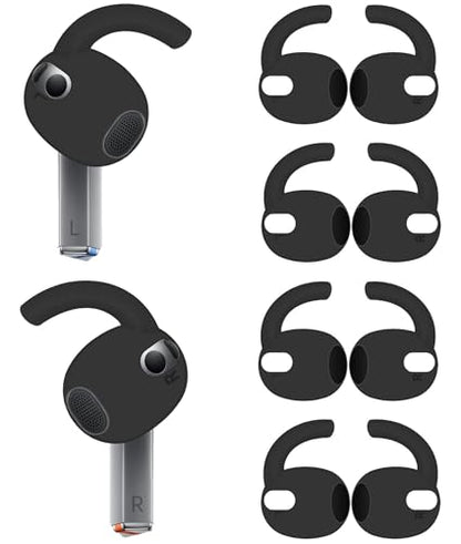 4 Pairs Galaxy Buds3 Ear Hook Cover Grip Tip Anti Slip Wing Accessories Compatible with Samsung Galaxy Buds 3, Black 804b4 - color: Black